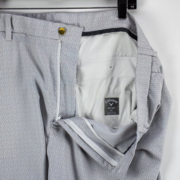 Callaway | Men's Flat Front Golf Shorts Size 44 Tall Opti-Dri White Gray - Picture 6 of 10